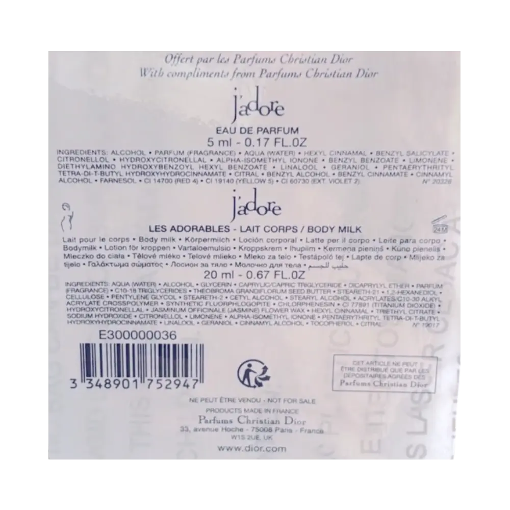Kit Miniatura J'adore com Eau de Parfum Feminino e Loção Corporal - Dior
