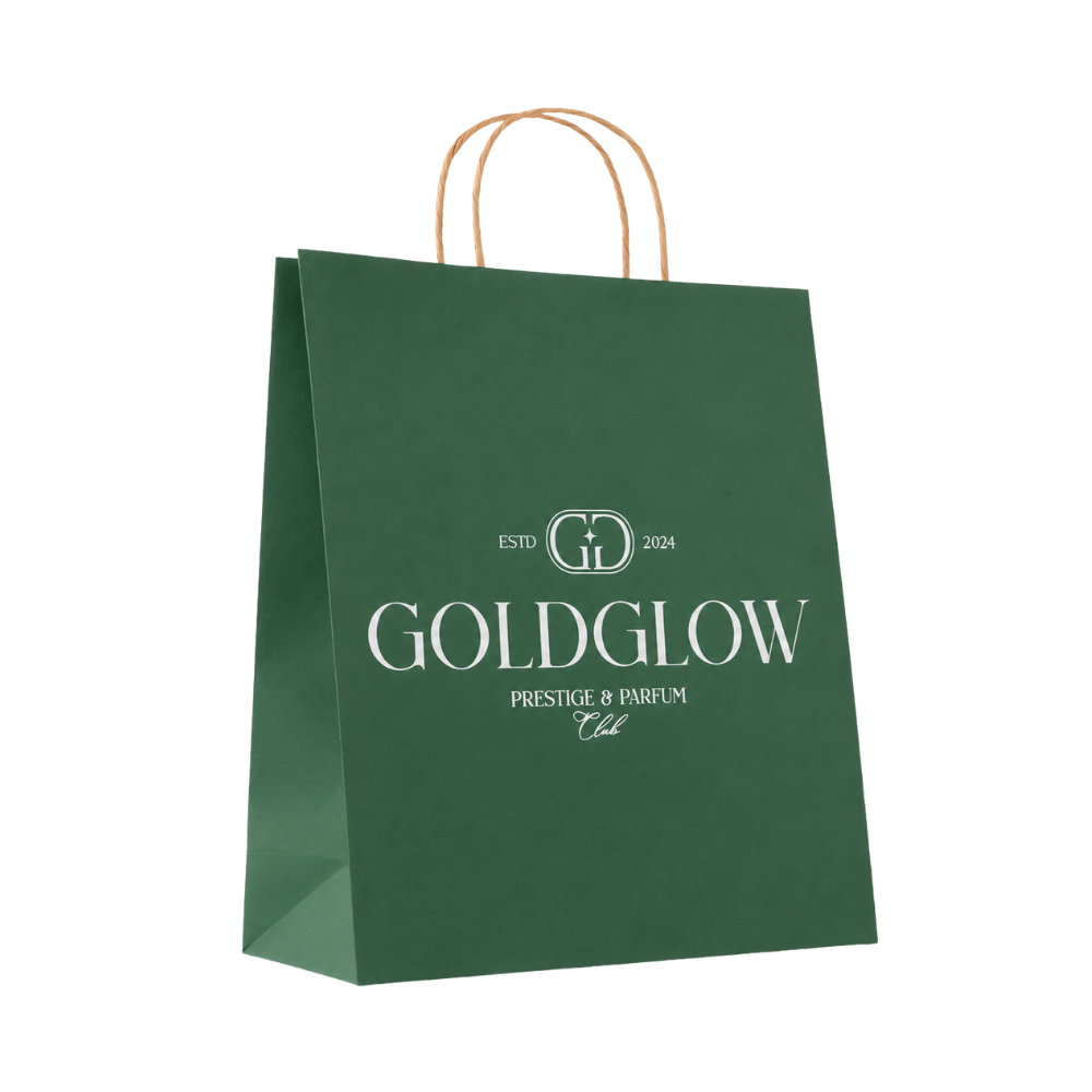 Sacola de Presente Personalizada Verde - 25x30x9 - Gold Glow